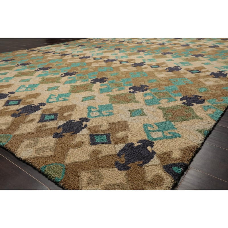 Hand Tufted 100% Wool Oriental Area Rug Beige,Brown Color