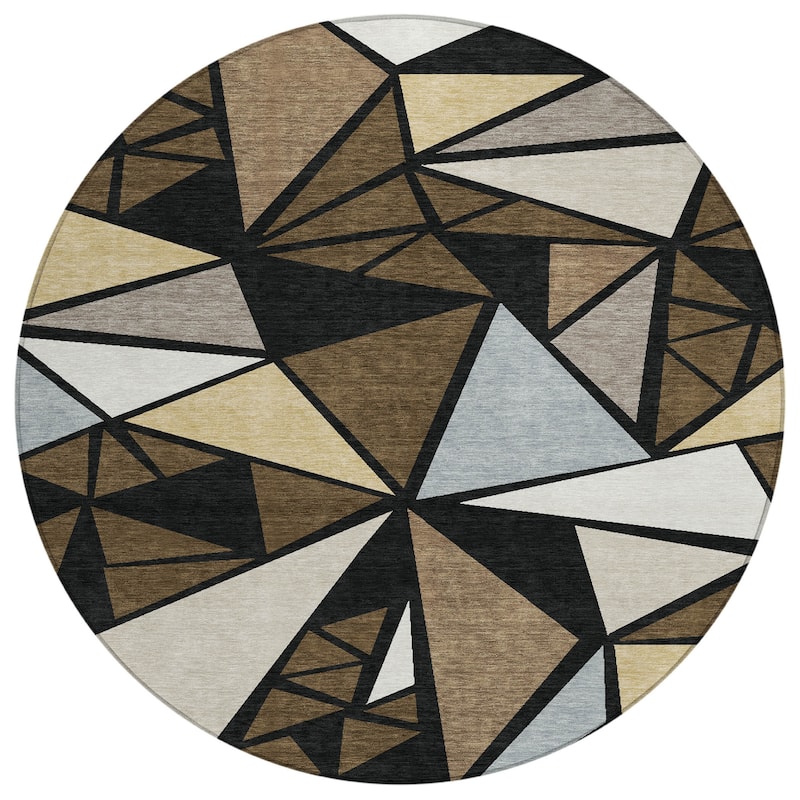 Machine Washable Indoor/ Outdoor Abstract Mosaic Chantille Rug