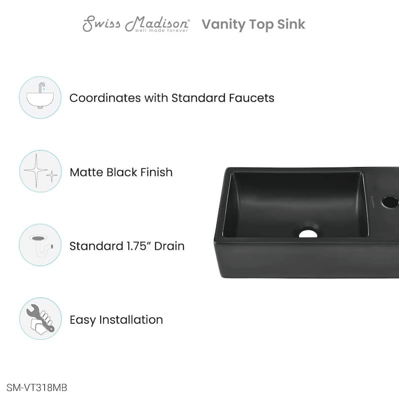Swiss Madison SM-VT318 13" Ceramic Vanity Top