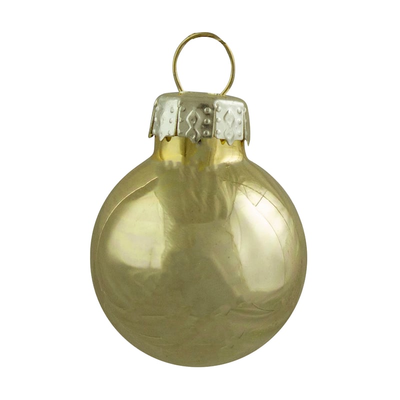 2-Finish Mini Christmas Glass Ball Ornaments - 1" (25mm) - Gold - 24ct