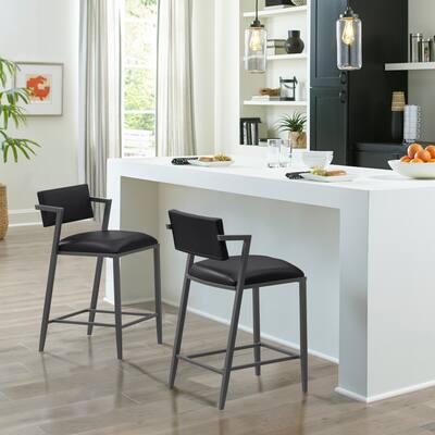 Hillsdale Furniture Yates Metal Tilt Back Counter Height Stool, Black Pewter