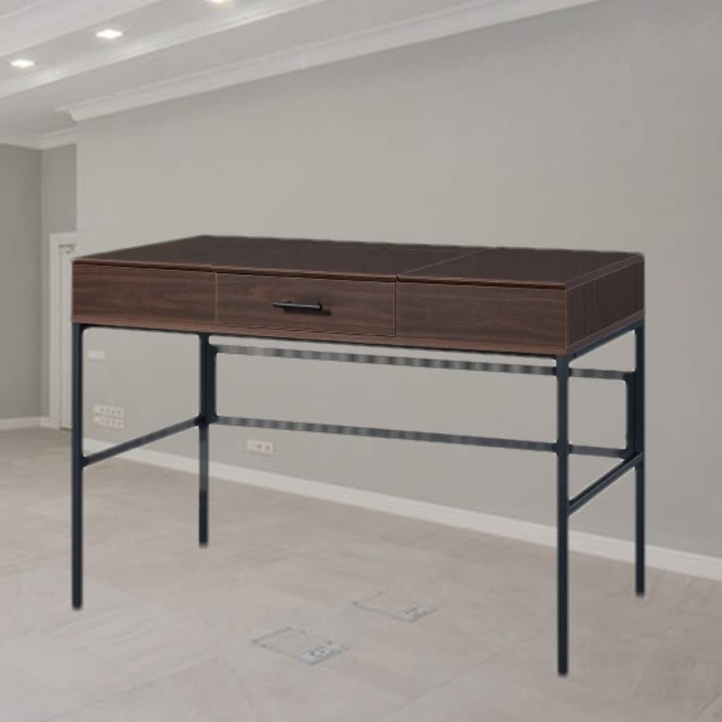 Modern Rectangular Writing Desk with USB Charging Port, Storage Drawer, and Smooth Metal Glides