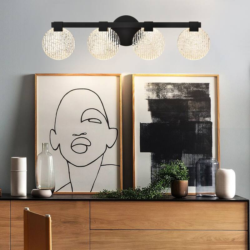 Modern 4-Light Black Vanity Light - Black