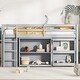 preview thumbnail 1 of 20, Twin Size Kids Low Loft Bed with Storage Drawer & Pull-Out Desk, Dorms Wood Bed Frame Space-Saving with Safety Guardrail Grey - Twin