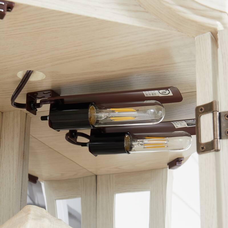 GDFStudio - Storage Corner Curio Cabinet with Lighted Glass Shelves