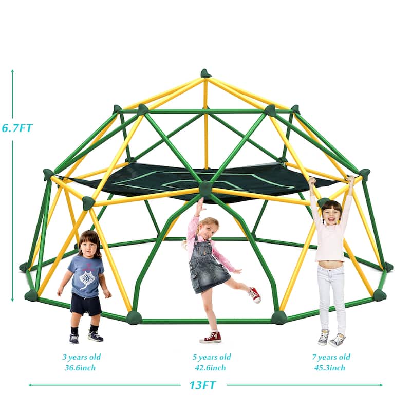 13ft Geometric Dome Climber Play Center with Rust & Uv Resistant, Supporting 1000lbs, Kids Jungle Gym Playground Indoor/Outdoor