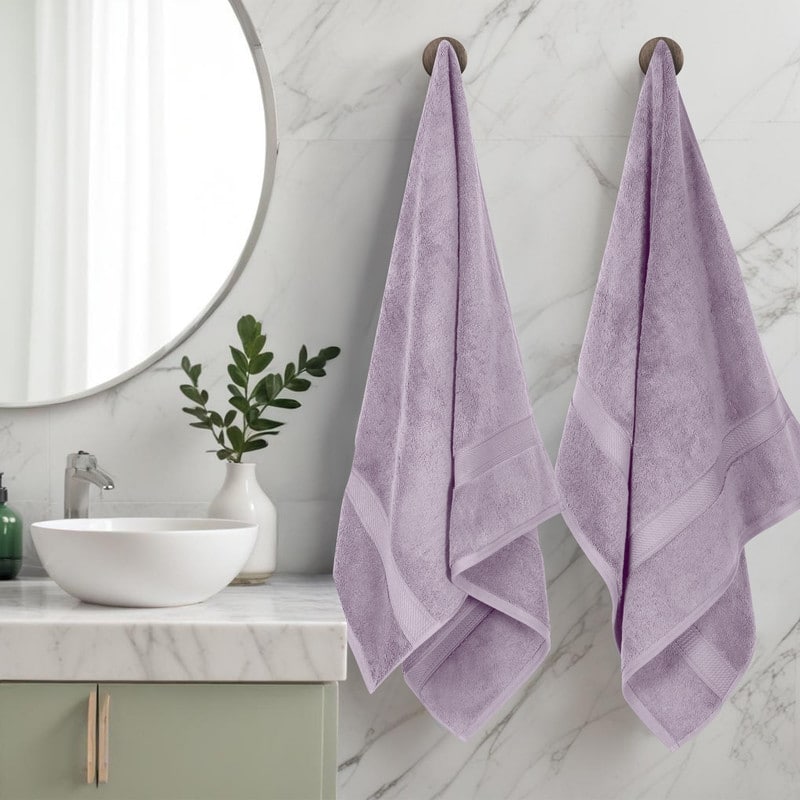 Superior Egyptian Cotton Pile Heavyweight Bath Towel Set of 2 - Purple