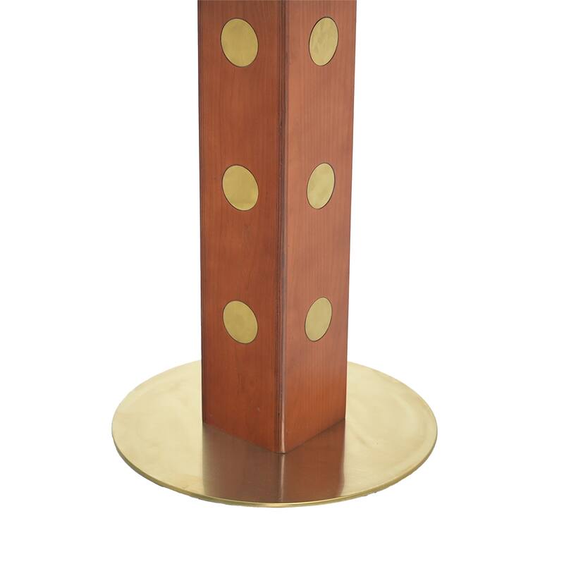 Modern Square Dining Table, 33.5" Sintered Stone Table with Wooden Leg & Gold Base, 2 - Person Kitchen Table for Small Space