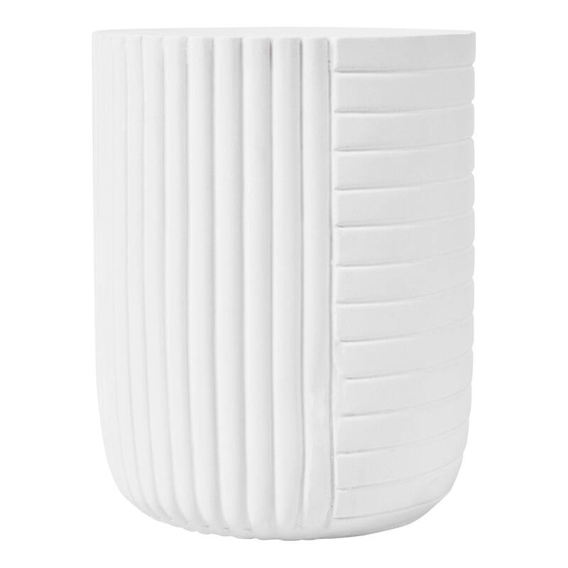 14" Wide Round Side Table in Fiberstone with Ribbed Design Trove Collection