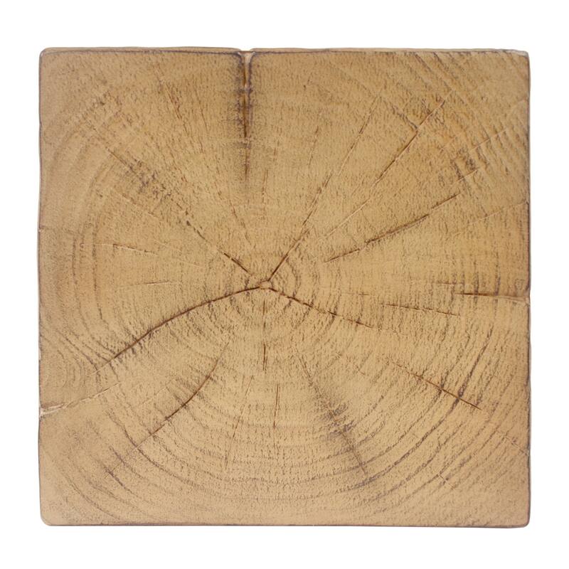 Wood-Look Square-Column MGO End Table, H18",Wood-Like Distressed Finish, Mix with Different Heights, Indoor Outdoor Use