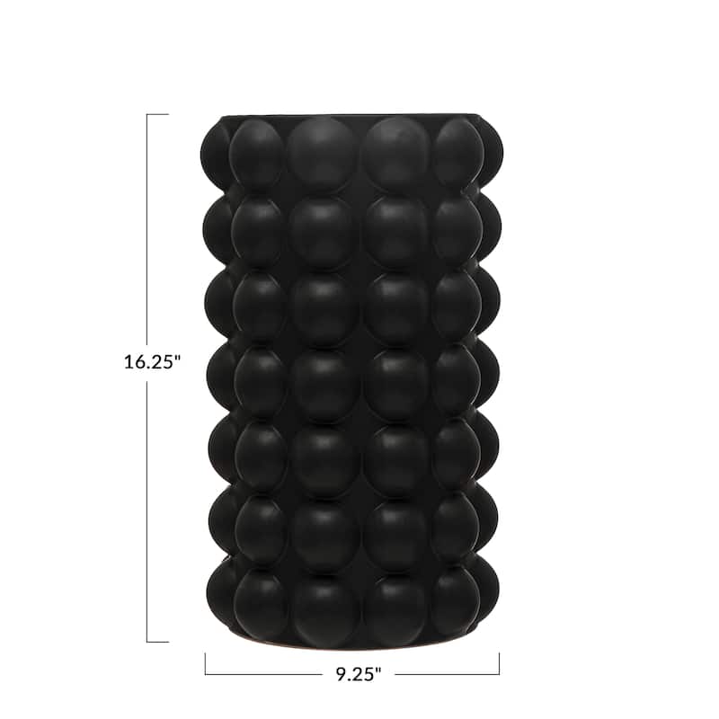 Stoneware Umbrella Holder/Vase with Raised Dots and Matte Finish