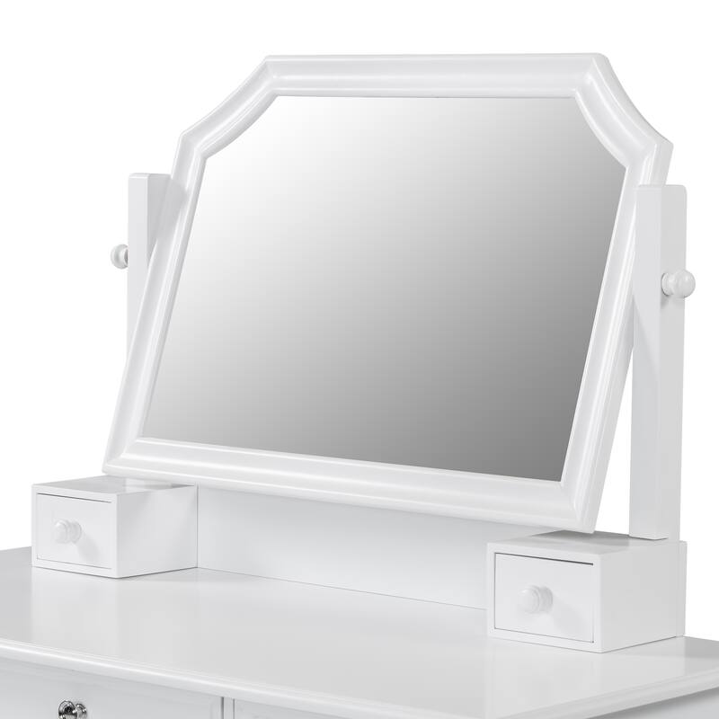 Makeup Vanity Desk with Large Adjustable Mirror, Dressing Table Set with Drawer & Cabinet, Space-Saving Beauty Station