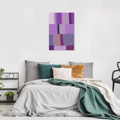Wynwood Studio Canvas Abstract My Version of Plaid Fabric Purple and Modern & Contemporary Wall Art Canvas Print
