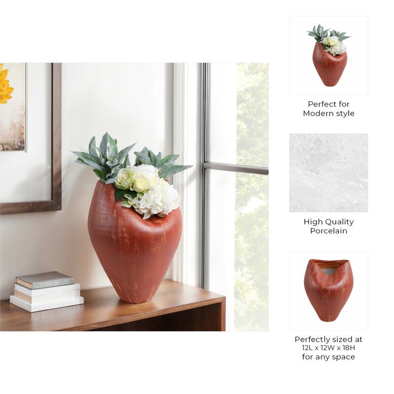 Porcelain Jenison Elegant Decorative Vase - Red