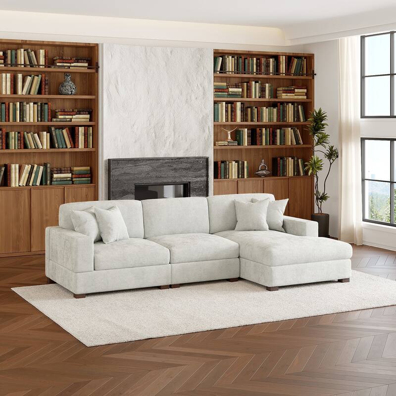 Modern Oversized Chenille Modular Sectional Sofa With Chaise