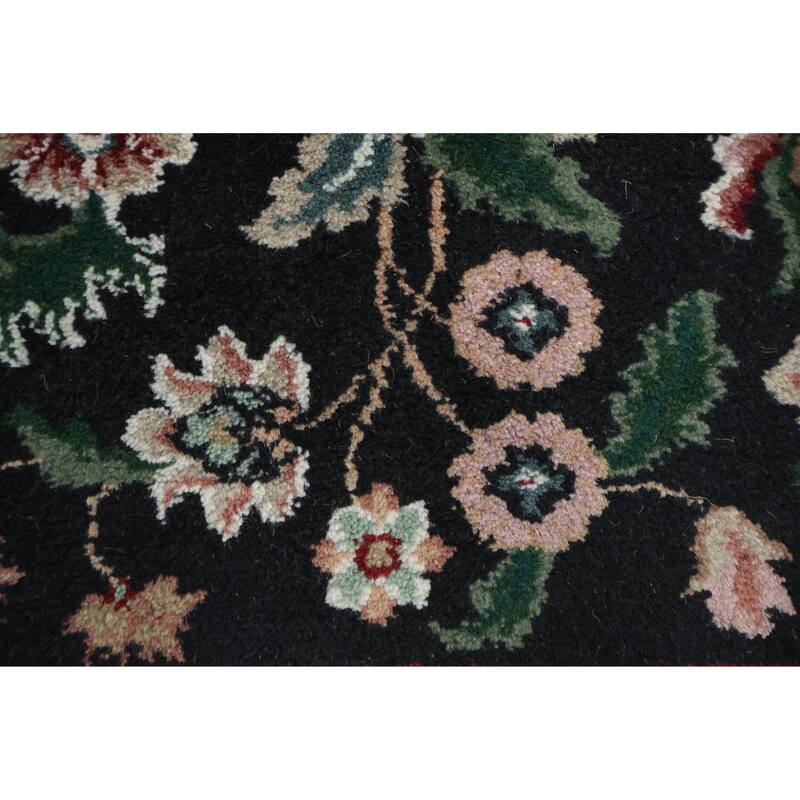 Hand Knotted Oriental 100% Wool Carpet Traditional All-Over Black Agra Area Rug - 6' 1'' X 4' 0''