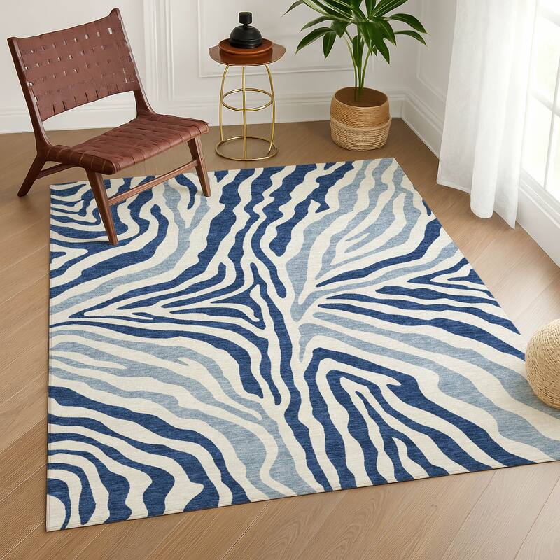 Machine Washable Indoor/ Outdoor Modern Prints Chantille Rug