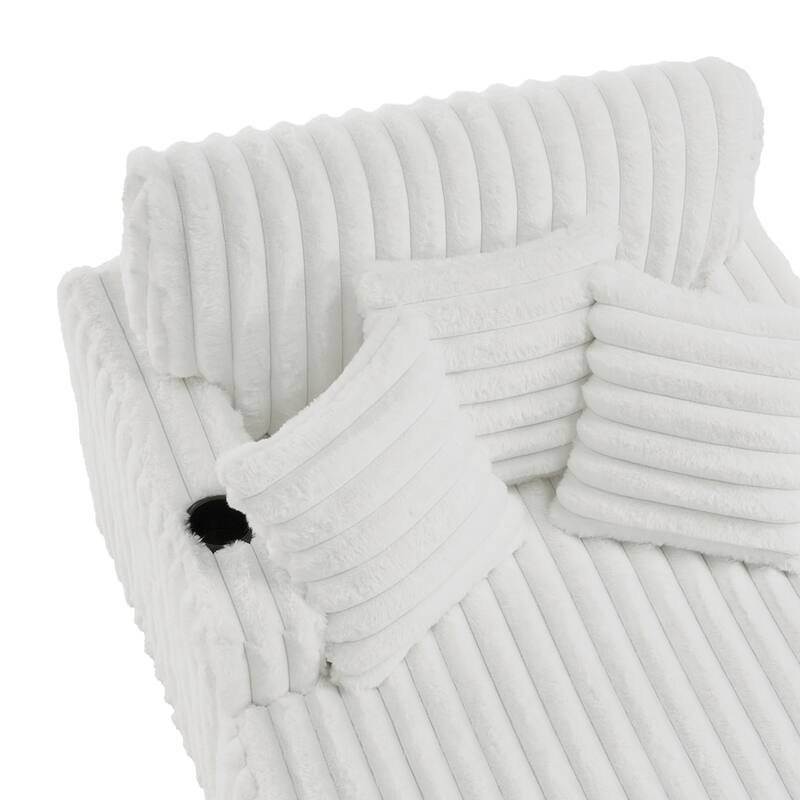 41.7" W Upholstered Plush Corduroy Chaise Lounge withe Pillows