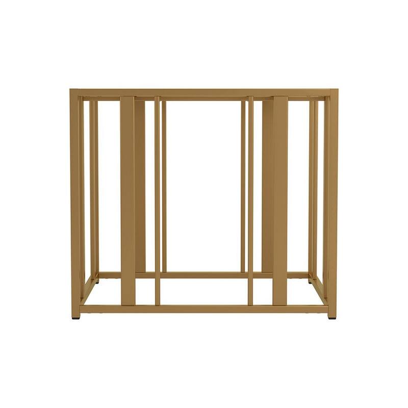 24 in. Gold and Clear Rectangle Glass End Table, Sturdy Build End Side Table for Living Rooms