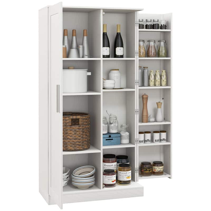 Kitchen Pantry Storage 14Tier Freestanding Kitchen Cupboard with 2 Doors, Adjustable