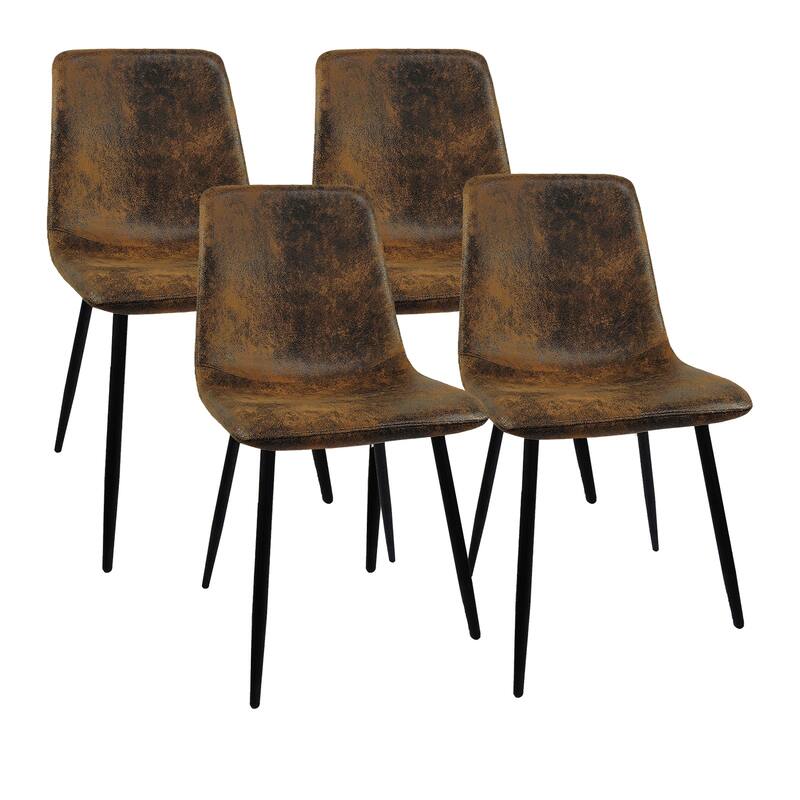 Set of 4 Modern Upholstered Dining Accent Chairs with Metal Legs