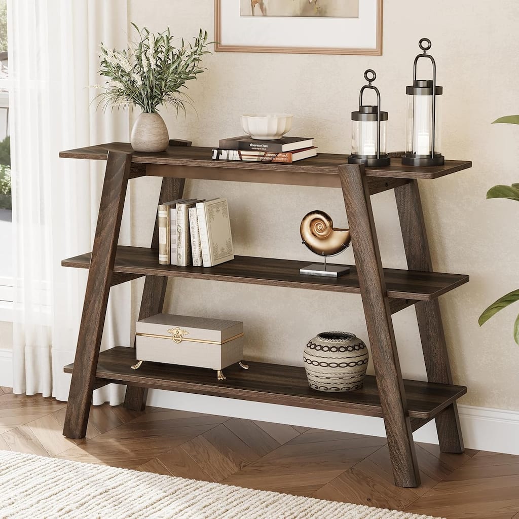3-Tier Entryway Table Console Tables, 41.3" Sofa Table Narrow Long with Open Storage Shelves