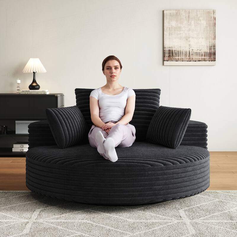 Comfortable Corduroy Foam Swivel Chair for Various Rooms, Enhancing Relaxation