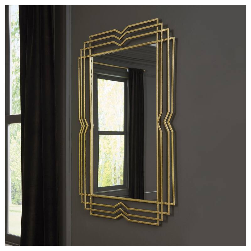 Signature Design by Ashley Claybrook Gold Finish Accent Mirror - 27.5" W x 1.5" D x 39.5" H - Gold - 27.5" W x 1.5" D x 39.5" H