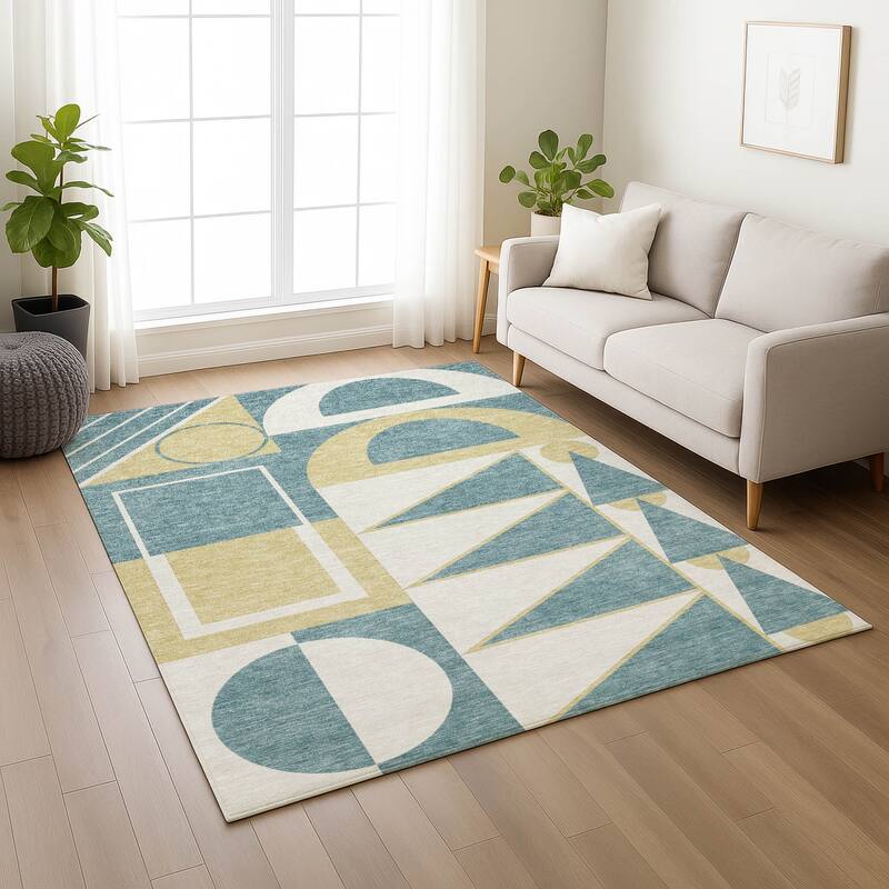 Machine Washable Indoor/ Outdoor Modern Crowley Chantille Rug