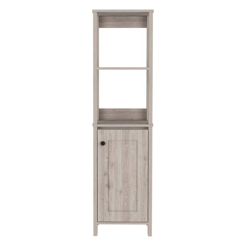 Linen Bathroom Storage Cabinet, Engineered Wood Bathroom Organizer, Freestanding Cabinet with 2 Open & 2 Interior Shelves