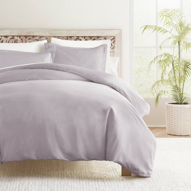 Solid Cotton Duvet Cover Set - Mauve - King
