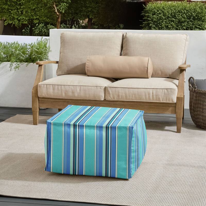 Sorra Home Sunbrella Outdoor Top Stitch Bean Pouf - Dolce Oasis - Medium