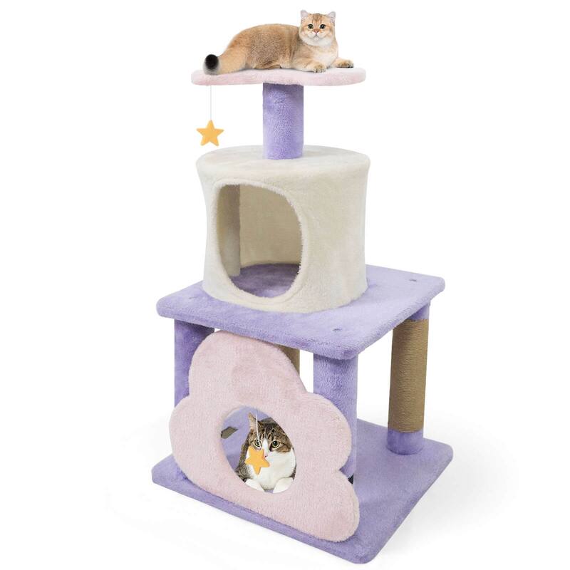 Costway 31.5” Cute Modern Cat Tree with Condo Top Perch Jute - See Details
