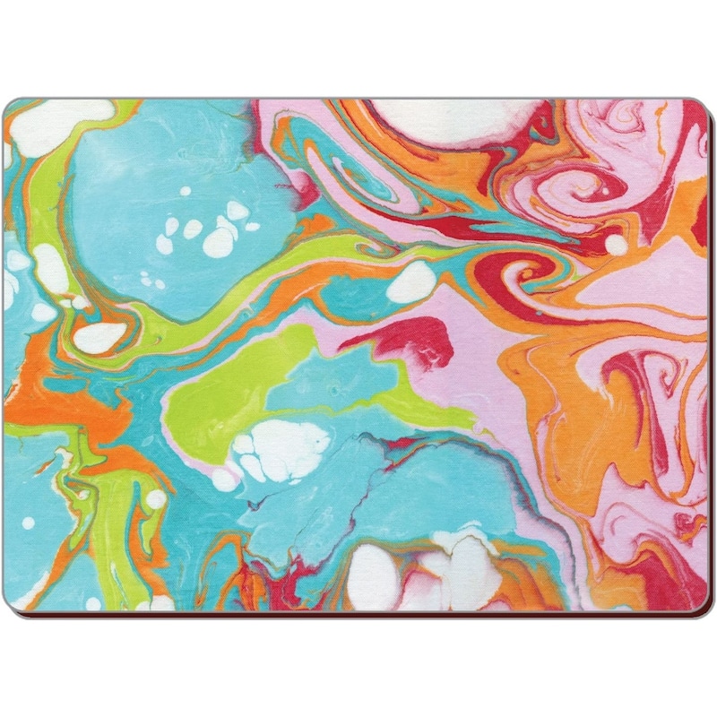 CounterArt Hardboard Placemat, Teal/Pink Marble, Set of 2 - Set of 2 - multi