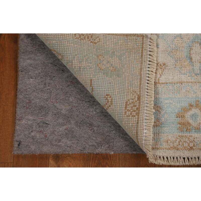 Hand Knotted Oriental 100% Wool Carpet Transitional Geometric Beige & Ivories Oushak Area Rug - 3' 11'' X 2' 11''