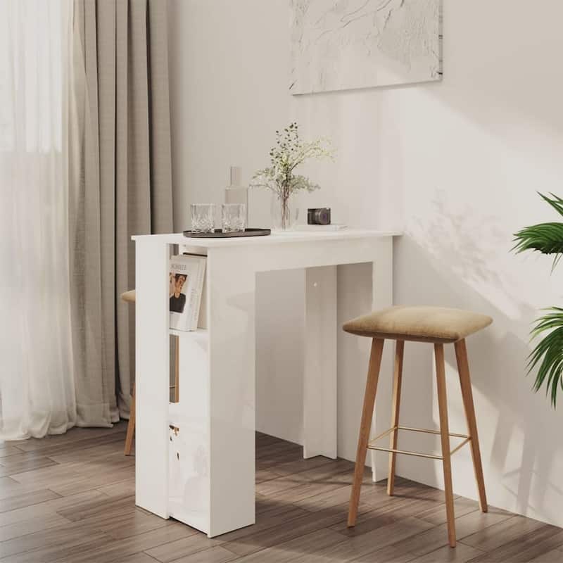 vidaXL Bar Table Kitchen Pub Table Bistro Table with Shelf Engineered Wood - 40.2" x 19.7" x 40.7"