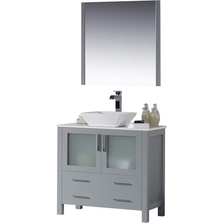 Blossom Sydney 36" Bathroom Vanity with Ceramic Vessel Sink and Mirror