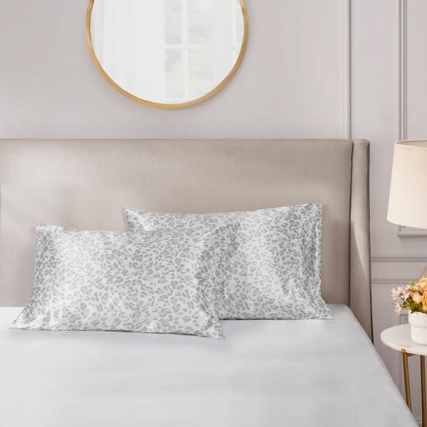 slide 2 of 10, Madison Park Essentials Printed Satin Luxury 2 PC Pillowcases King - Gray Leopard