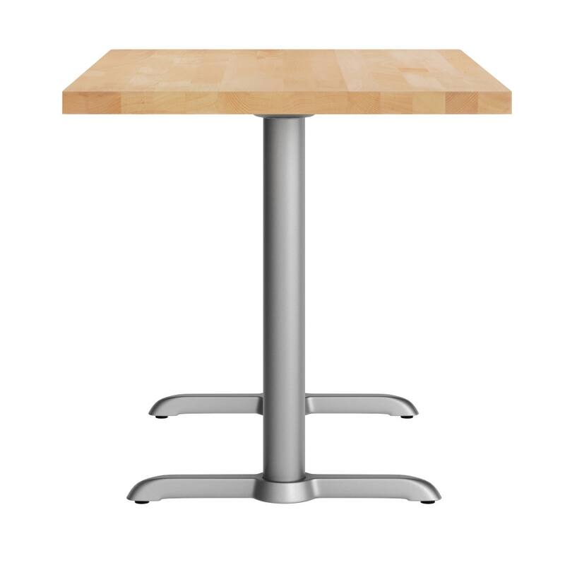 Rectangular Solid Wood Commercial Tabletop w/Two 22" x 22" Dining Height T-Bases - 30"W x 48"D x 29.5"H