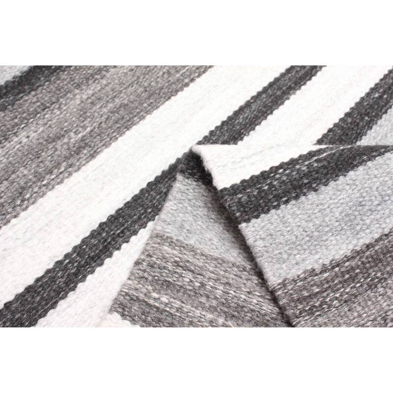 ECARPETGALLERY Flat-Weave Ankara FW Dark Grey Wool Kilim - 5'2 x 7'8