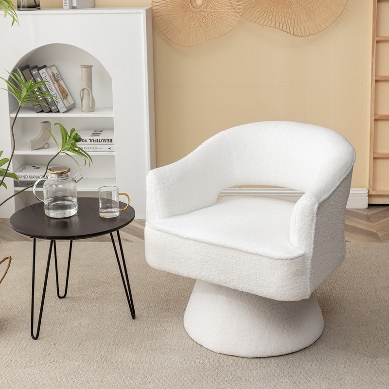 Modern Glam Open Back Velvet Upholstered Round Swivel Accent Arm Barrel Chair for Living Room