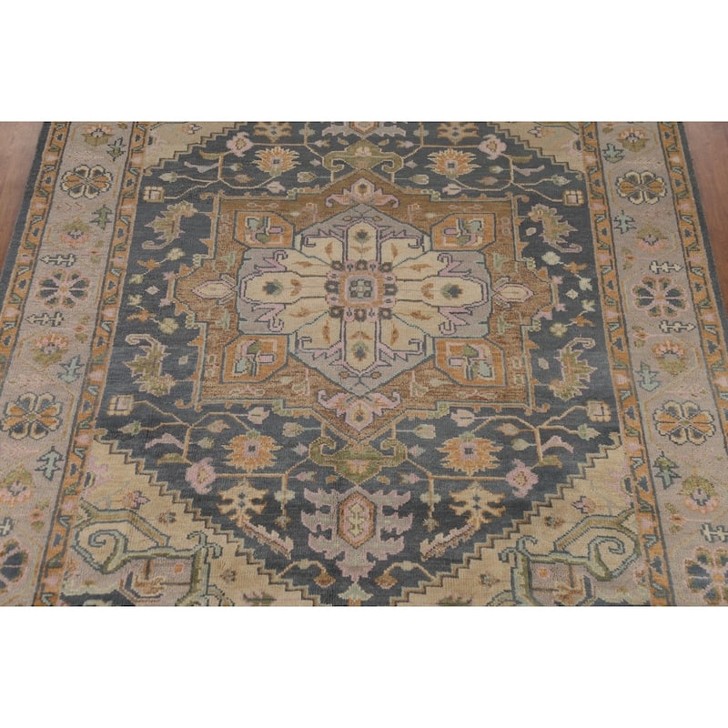Geometric Heriz Serapi Indian Area Rug Handmade Wool Carpet - 8'9" x 12'0"