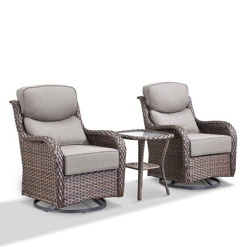 Outdoor Swivel Chairs with 6-Inch Thick Cushions for Garden