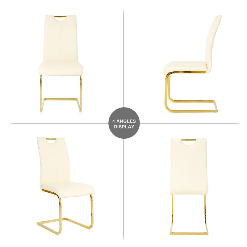Modern PU Dining Chair with Gold Metal Legs, Versatile for Kitchen, Living Room, Bedroom, and Dining Room.