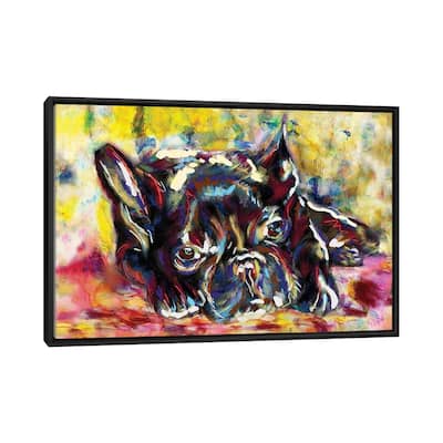 iCanvas "French Bulldog - Frenchie Love" by Rockchromatic Framed