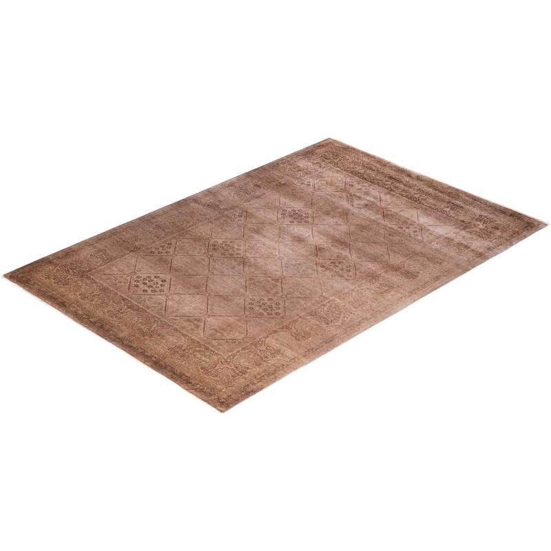 Fine Vibrance One-of-a-Kind Hand-Knotted Area Rug - Beige, 5' 3" x 7' 8" - 5' 3" x 7' 8"