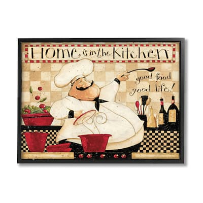 Stupell Home is the Kitchen Phrase Charming Vintage Chef Framed Wall Art
