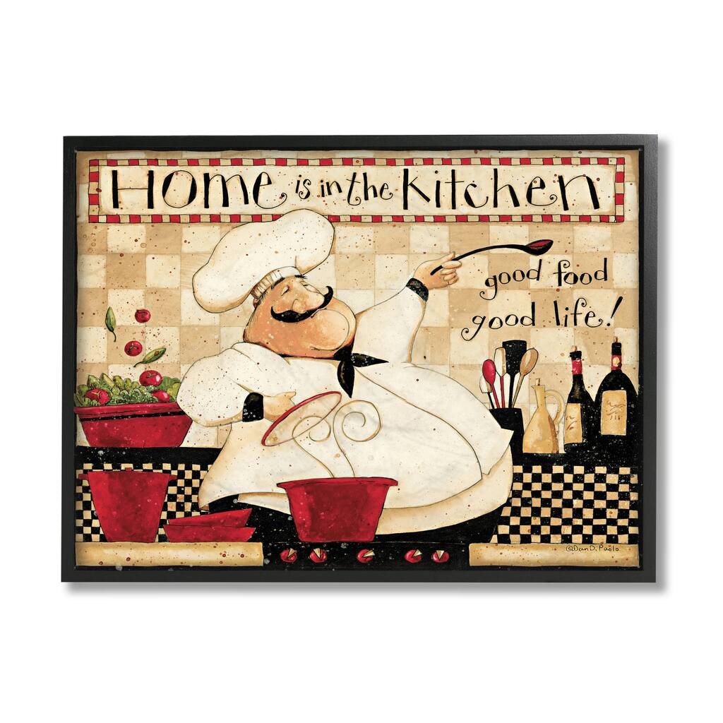 Stupell Home is the Kitchen Phrase Charming Vintage Chef Framed Wall Art
