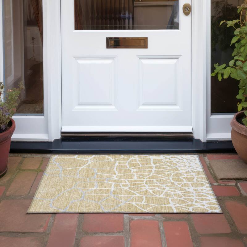 Machine Washable Indoor/ Outdoor Abstract Webby Chantille Rug