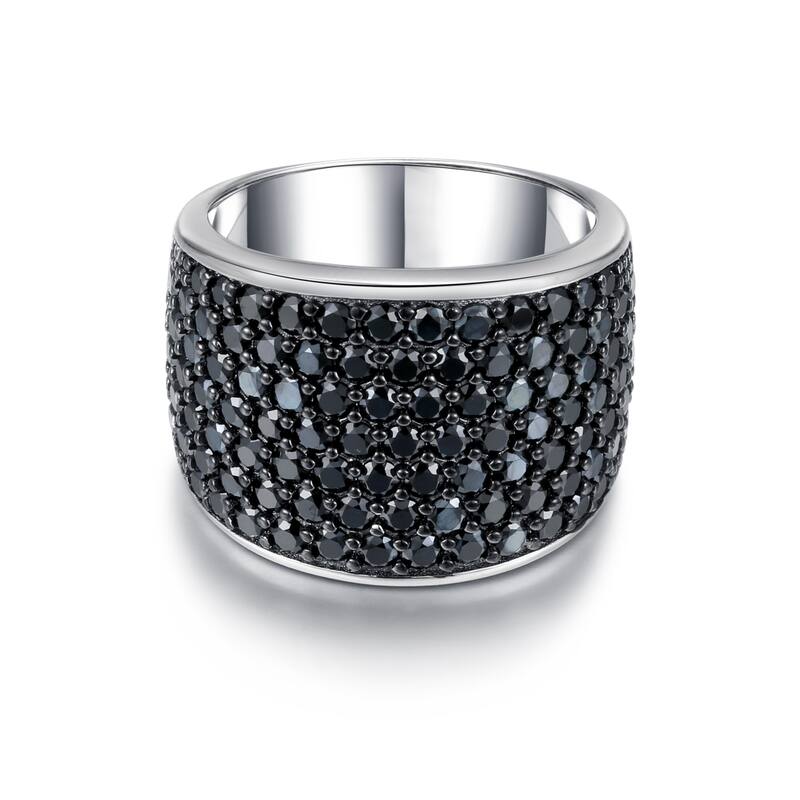 925 Sterling Silver Black Spinel Band Ring
